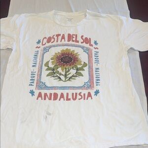 T0103101 Urban Outfitters white Graphic Tee Parque Nacional costa Sol Andalusia